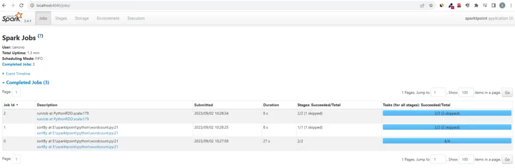 Apache Spark web UI